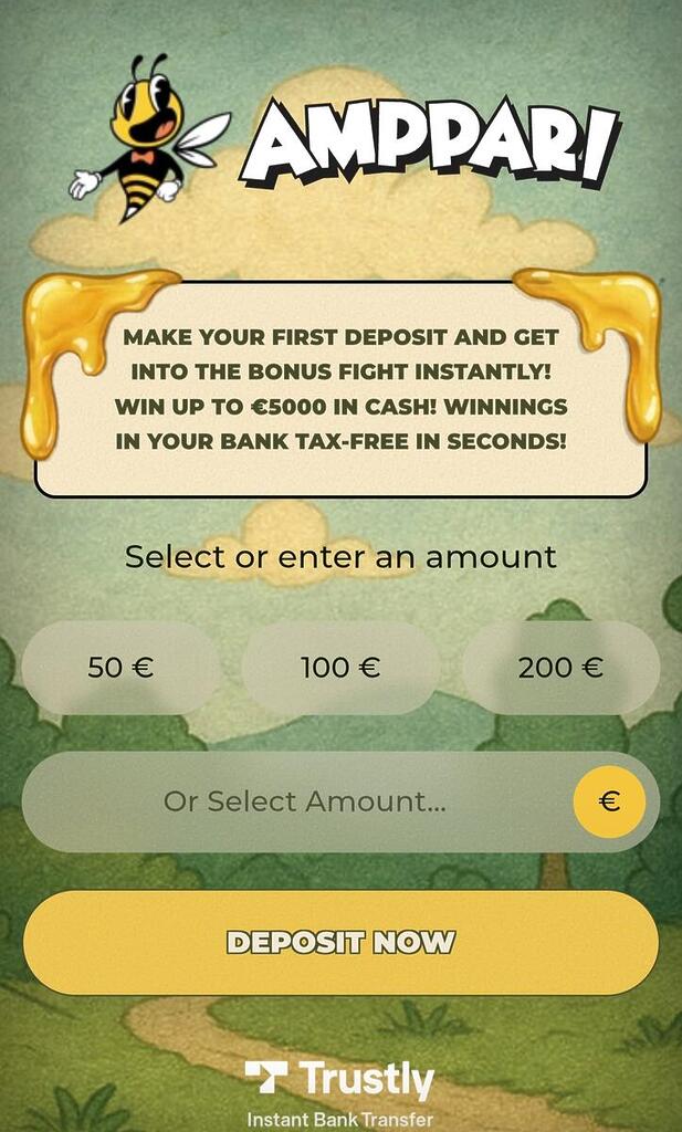 Deposit window on landing page