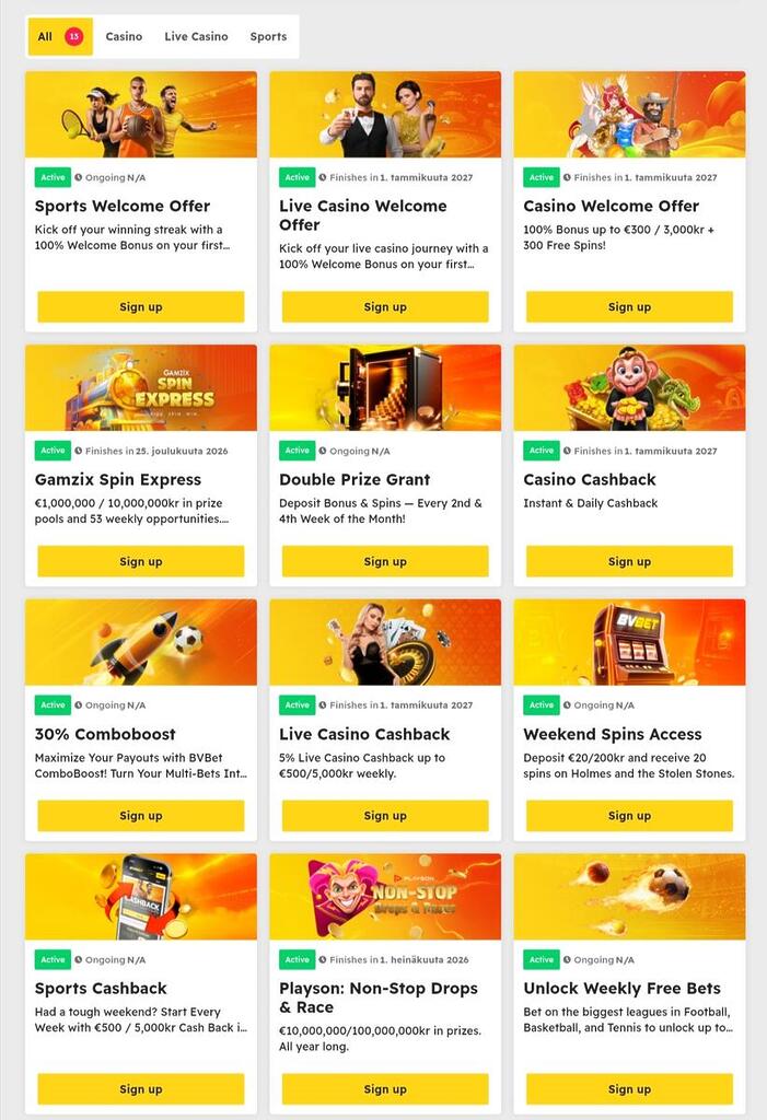 Bvbet promotions page
