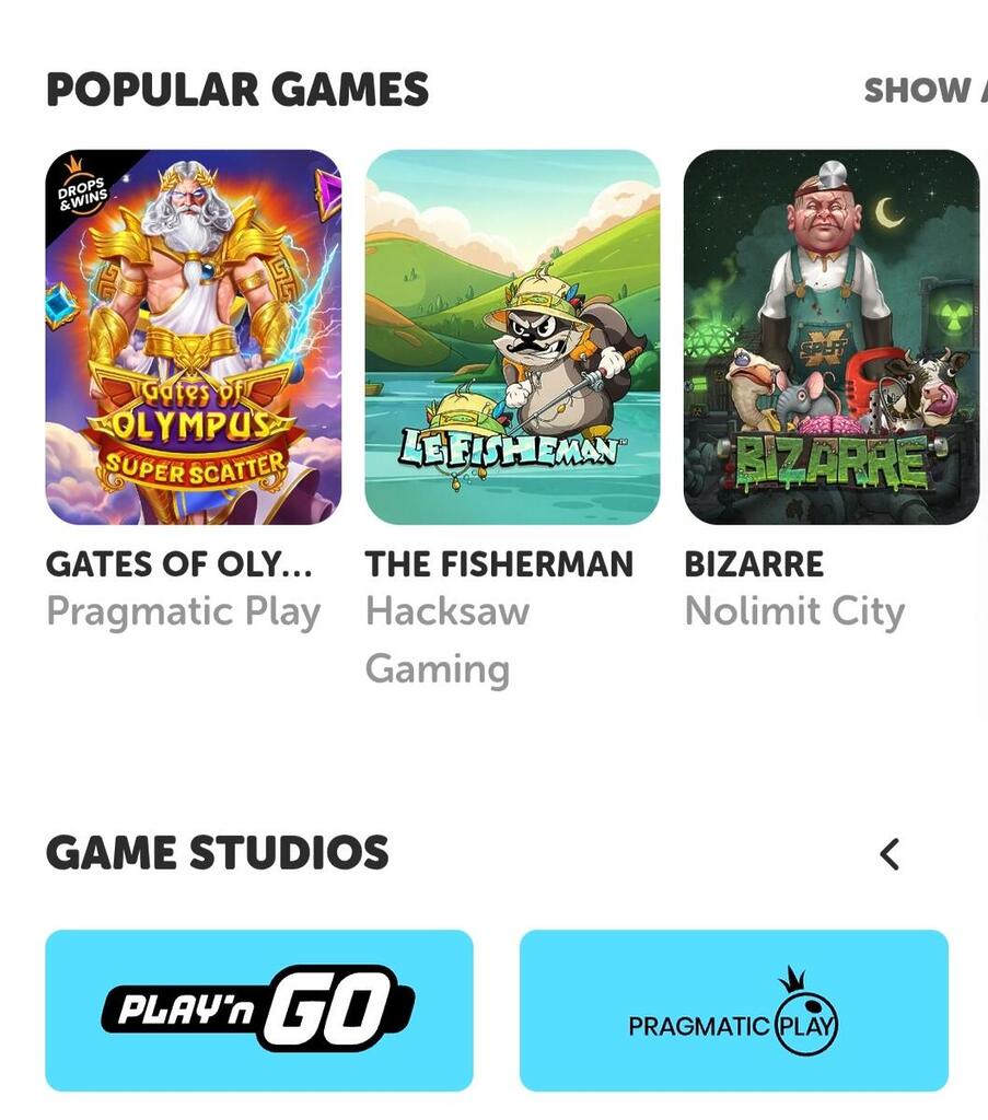 Games and slots at Kiekka