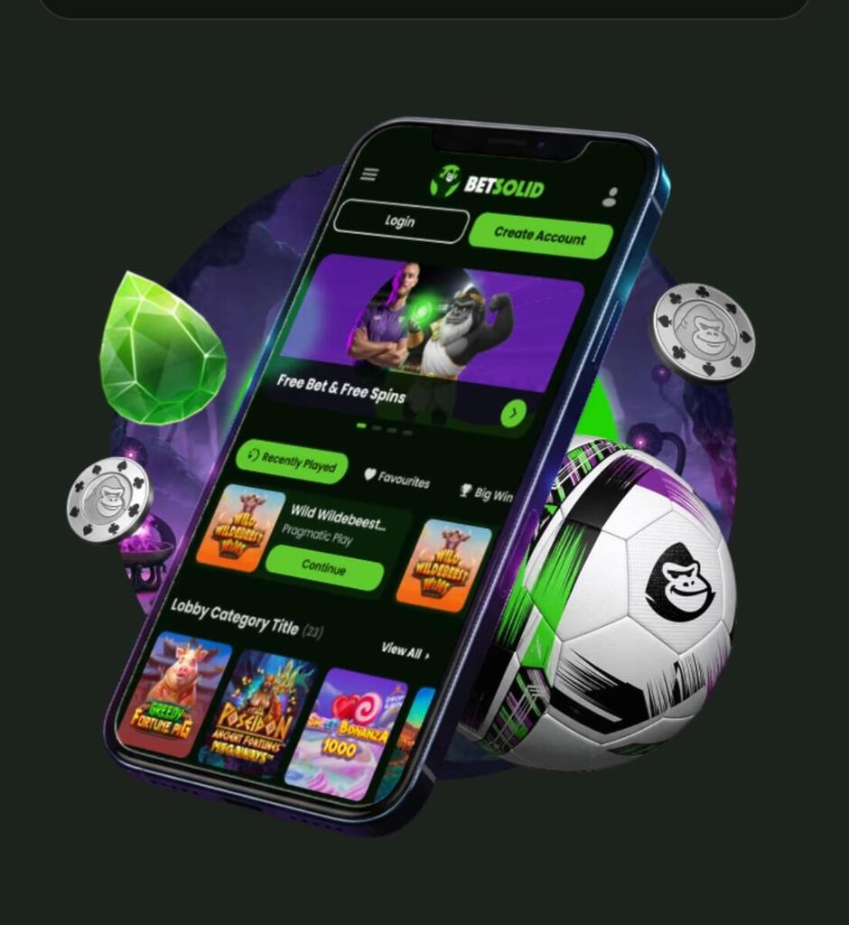 Betsolid Casinon responsiivinen mobiilikäyttöliittymä älypuhelimen näytöllä