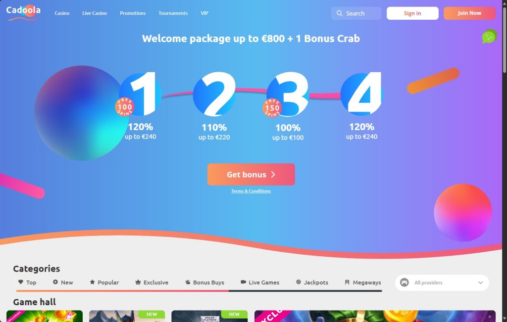 Cadoola Casino Home Page Registration