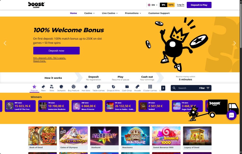 Boost Casino Home Page
