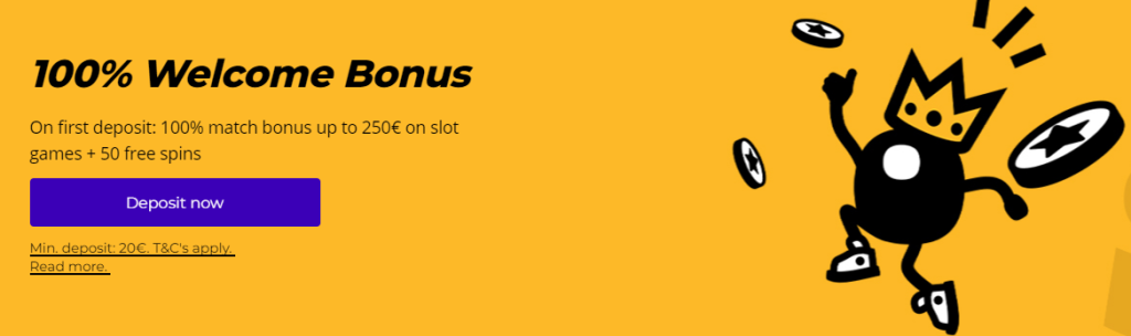 Boost Casino Welcome Offer 100% bonus up to 250€ plus 50 free spins