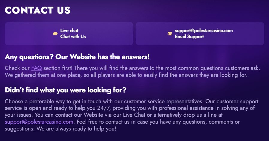 Polestar Casino Customer Service