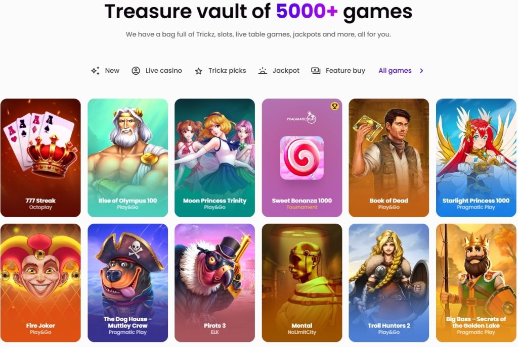 Game Selection at Trickz Casino