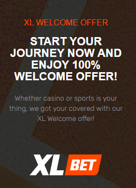 XLbet welcome bonus 100% for Casino and sports betting