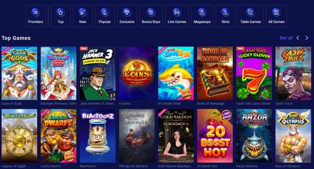 Frumzi Casino Slots Section