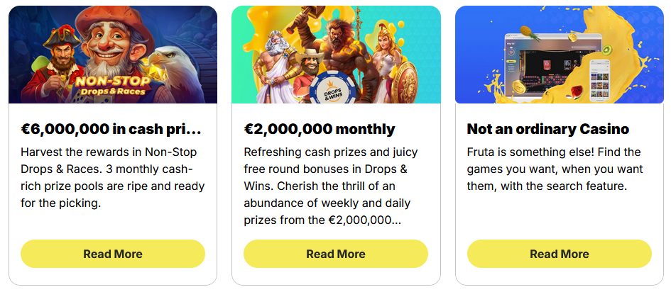 Bonuses and Promotions at Fruta Casino