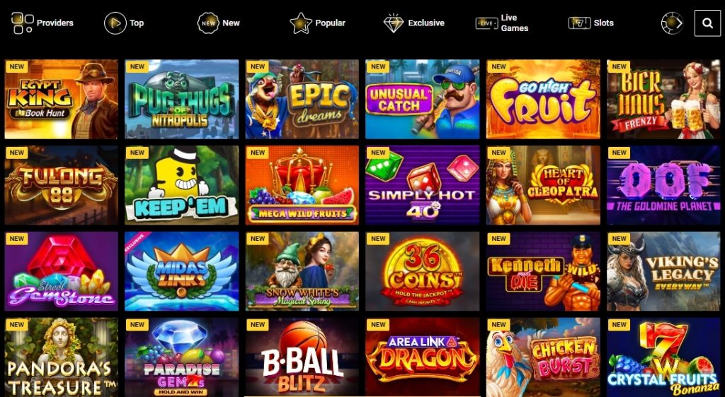Games and slots at Zet Casino
