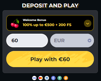 Boomerang Casino deposit screen showing payment methods like Visa, Mastercard, Skrill, Neteller, and Bitcoin