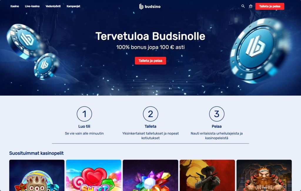 Budsino casino home page