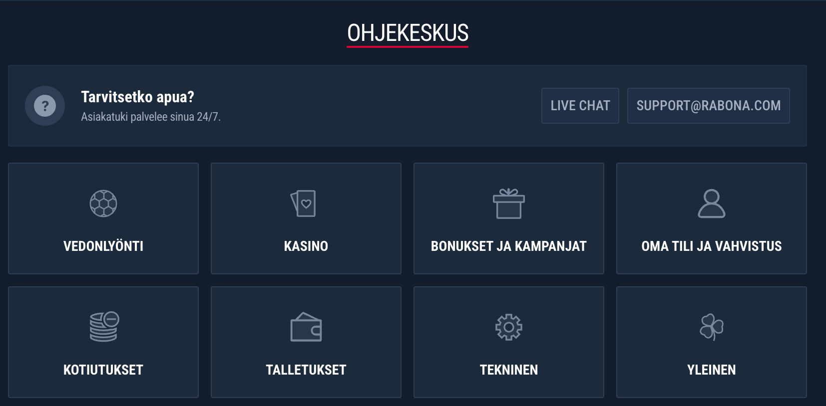 center apua ohjekerskus rabona casino kasino help