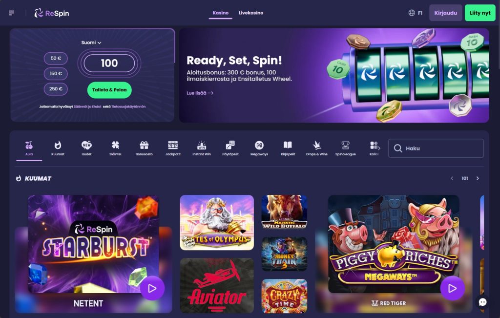 ReSpin Kasinon Home Page