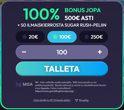 Saletti Tervetuliaisbonus