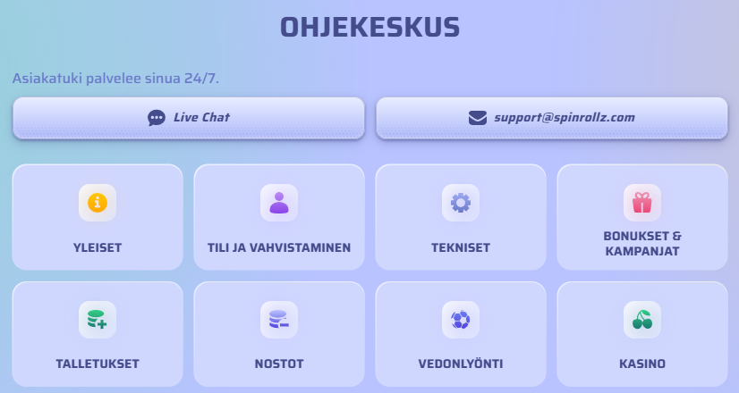 Spinrollz Asiakaspalvelu