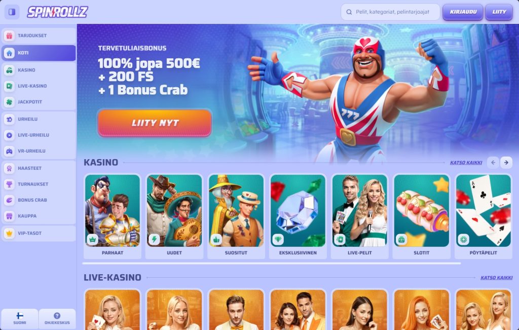 Spinrollz Casino Home Page