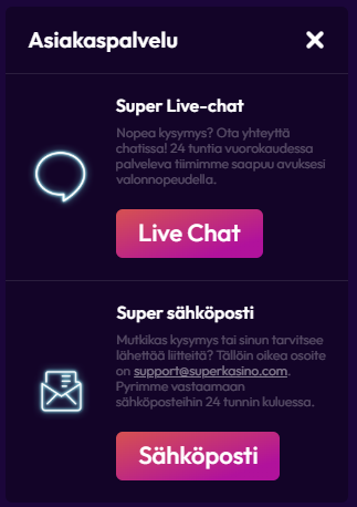 Asiakaspalvelu Super Kasinolla