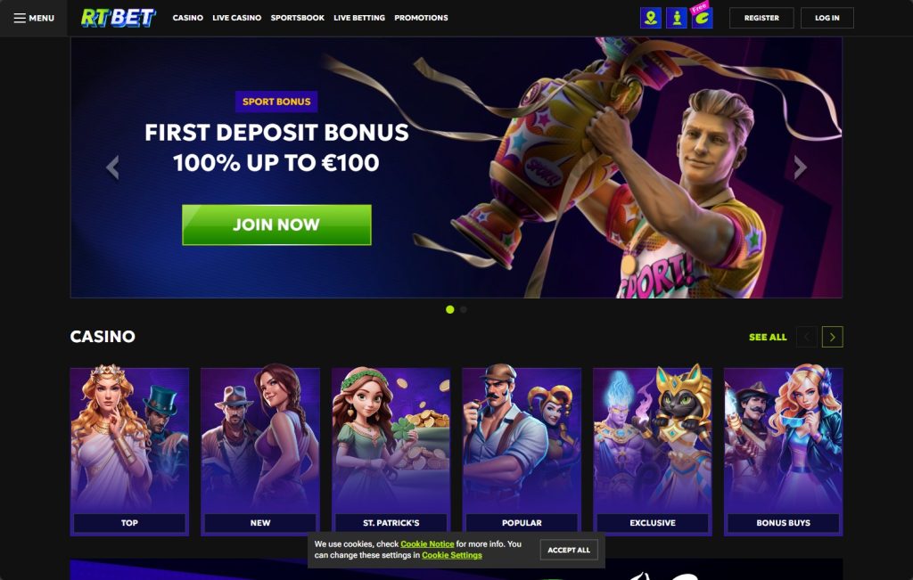 RT Bet Online Casino Home Page