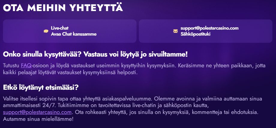 Polestar Kasinon Asiakaspalvelu
