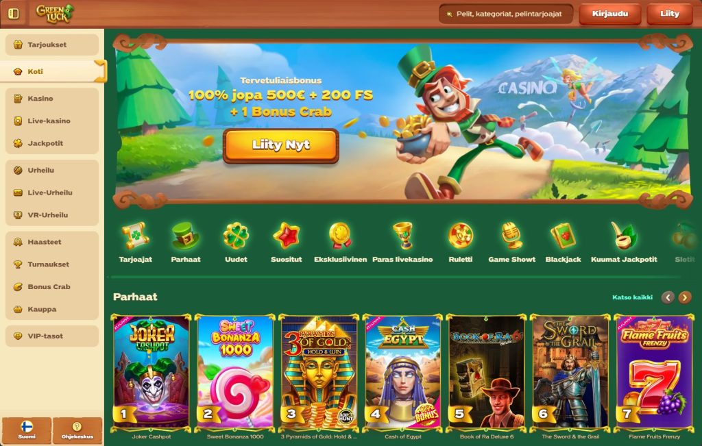 Green Luck Online Casino Home Page