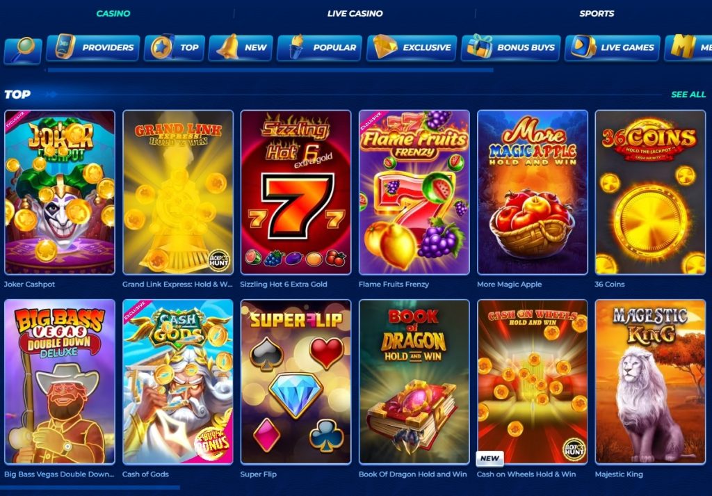 BassBet games and slots lobby