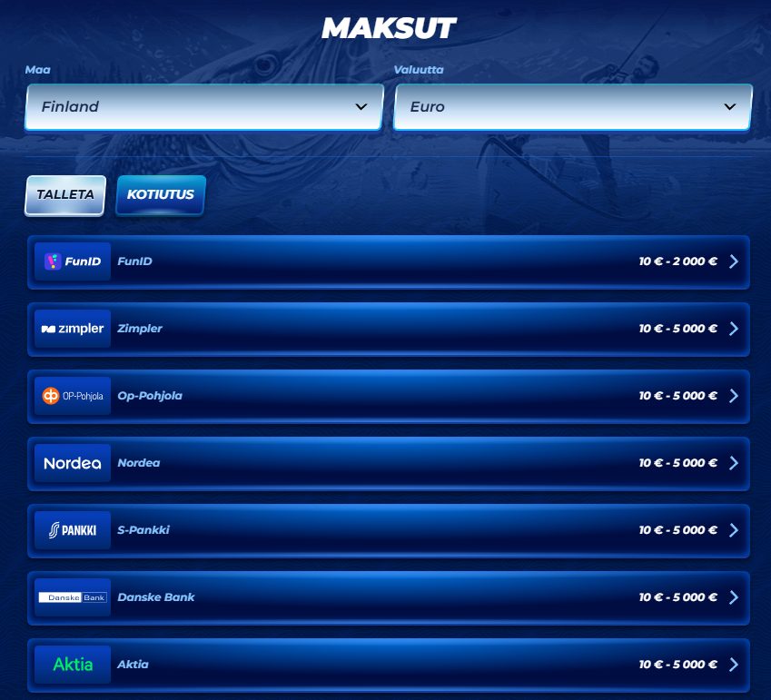 BassBet Kasinon talletukset ja nostot