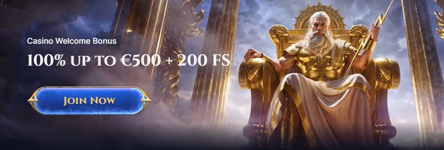 Cazeus Casino welcome bonus 100% up to 500€