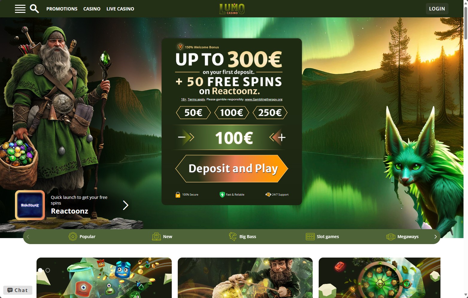 Lumo Online Casino Home Page