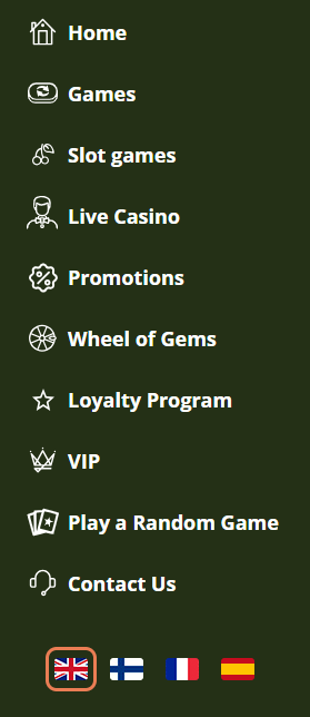 Lumo Casino menu