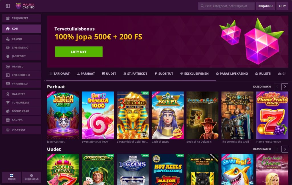 malina casino home page