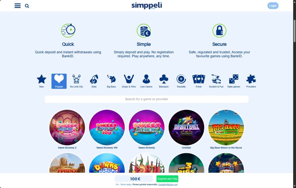 Simppeli Casino Home Page