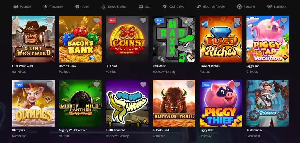 Slot e giochi su Hugo Casino