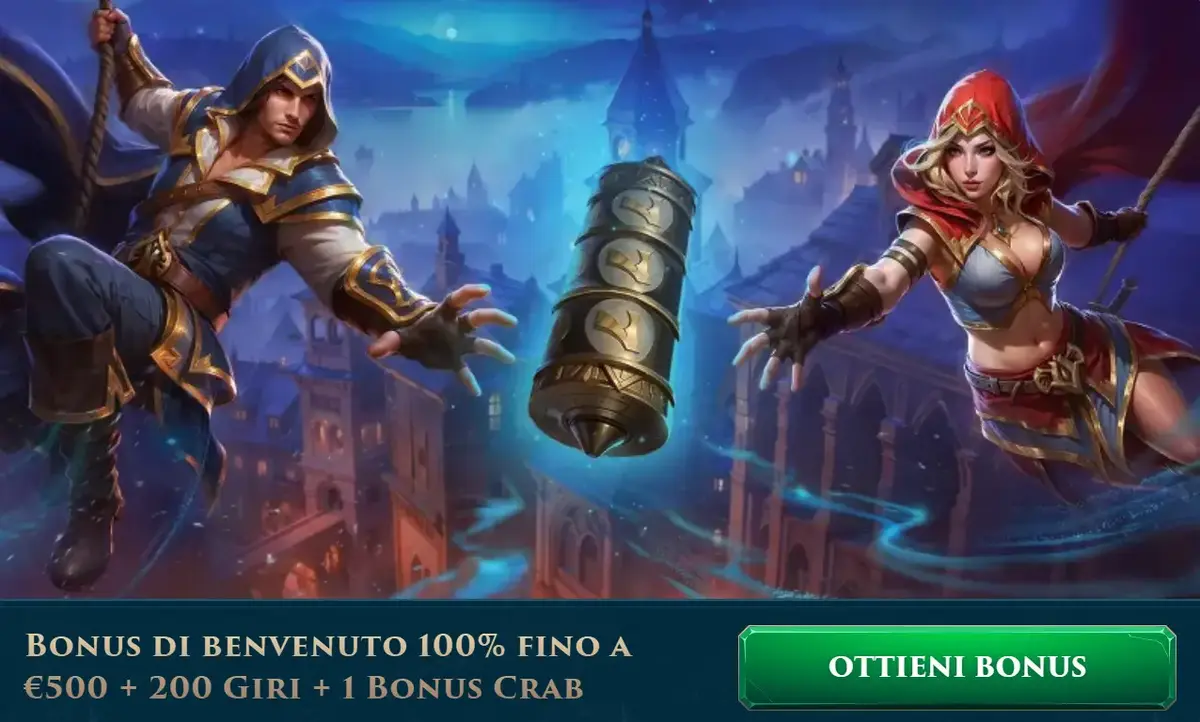 Bonus Benvenuto: 500€ + 200 Free Spins + Bonus Crab