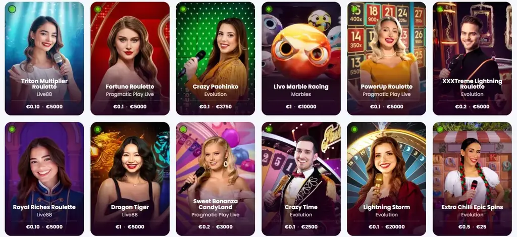 Tavoli dal vivo di Winnerz Casino