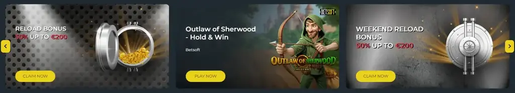 777Vault Casino promotions including reload bonuses and featured slot offers