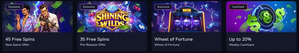 7Bit Casino promotions page showing free spins offers wheel of fortune and weekly cashback