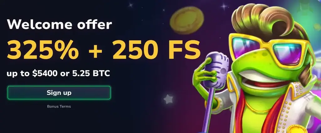 7Bit Casino welcome offer banner showing 325% bonus and 250 free spins welcome package
