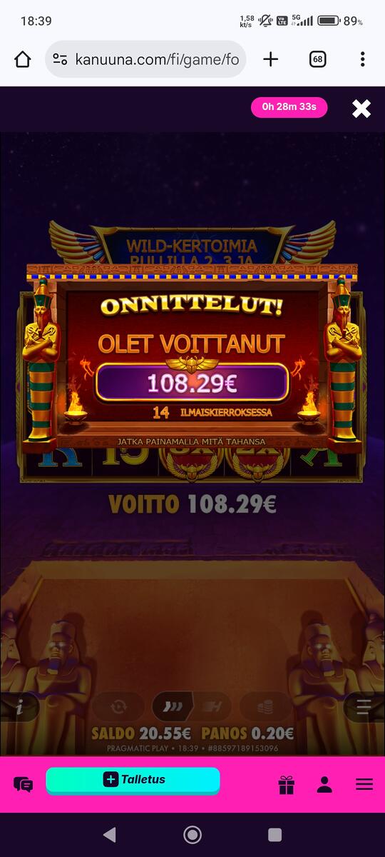 Fortune of Giza – Kanuuna (108.30 EUR / 0.20 bet) | Millah