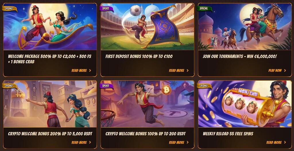 Alawin Casino promotions page featuring welcome bonus, crypto offers, tournaments and weekly free spins