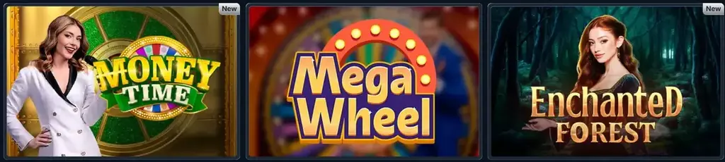 BetRepublic live casino game shows including Money Time, Mega Wheel and Enchanted Forest
