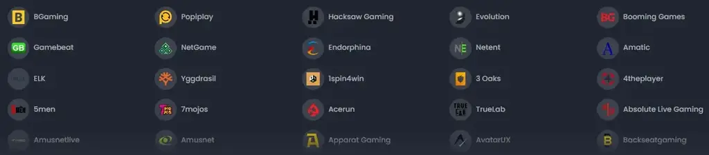 Game providers available at BitKingz Casino