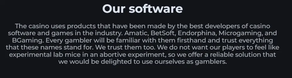 Corgibet Casino software providers including Microgaming, Amatic, Betsoft, Endorphina and BGaming