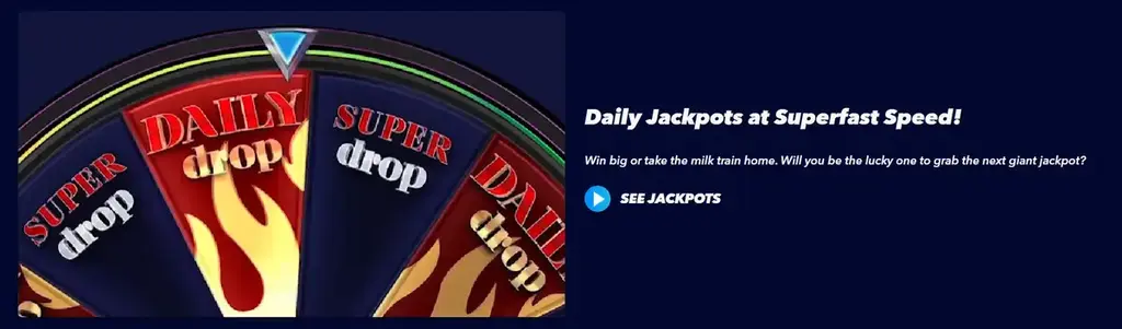 Supernopea Casino daily jackpots wheel and prize drops
