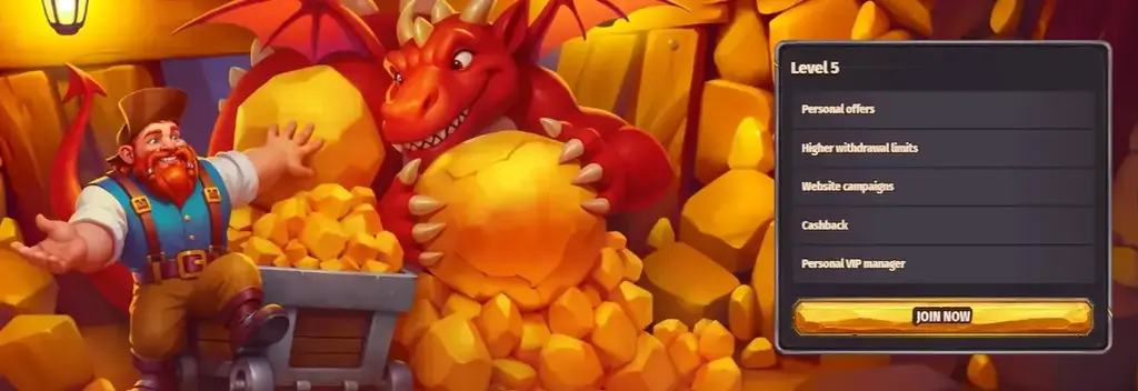 Dragonia Casino VIP program showing loyalty level benefits and rewards.