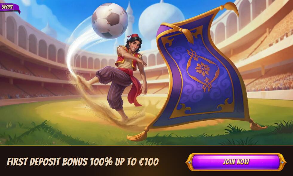 Alawin Casino first deposit bonus banner showing 100 percent bonus up to €100