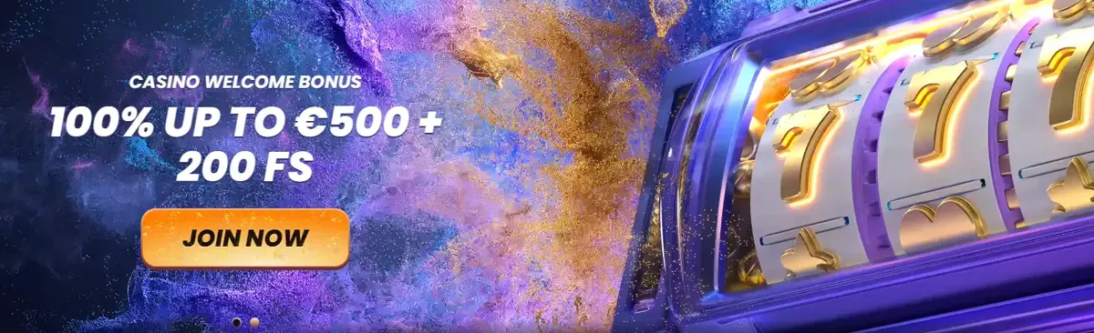 Funbet Casino welcome bonus banner offering a 100% match up to €500 plus 200 free spins.