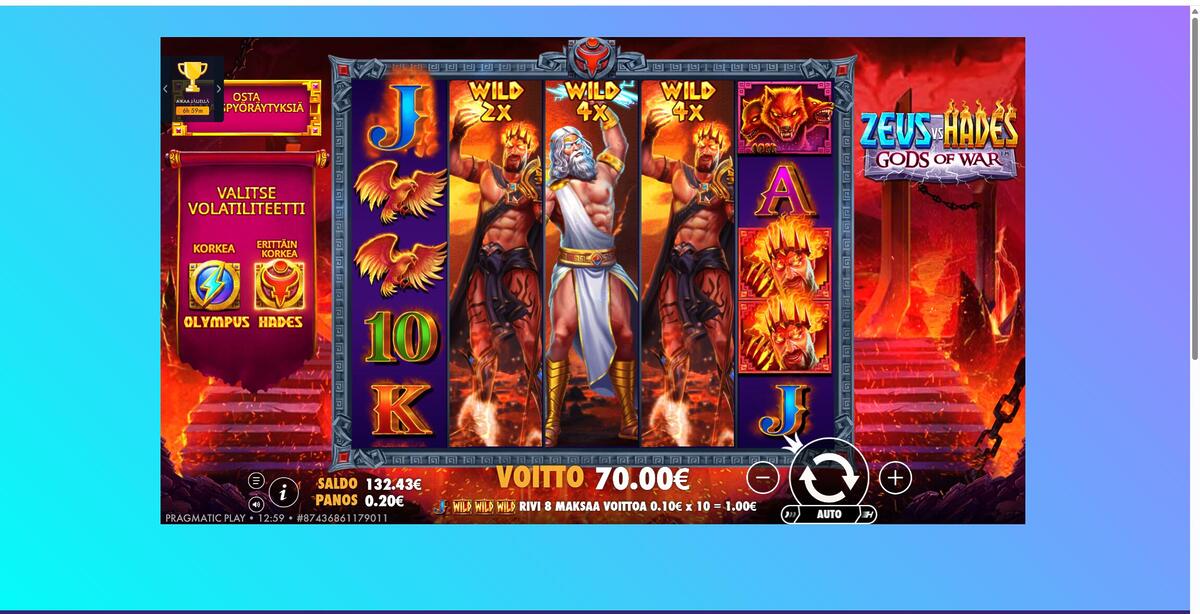 Zeus vs Hades – Wildz (70 EUR / 0.20 bet) | Ihalaiska