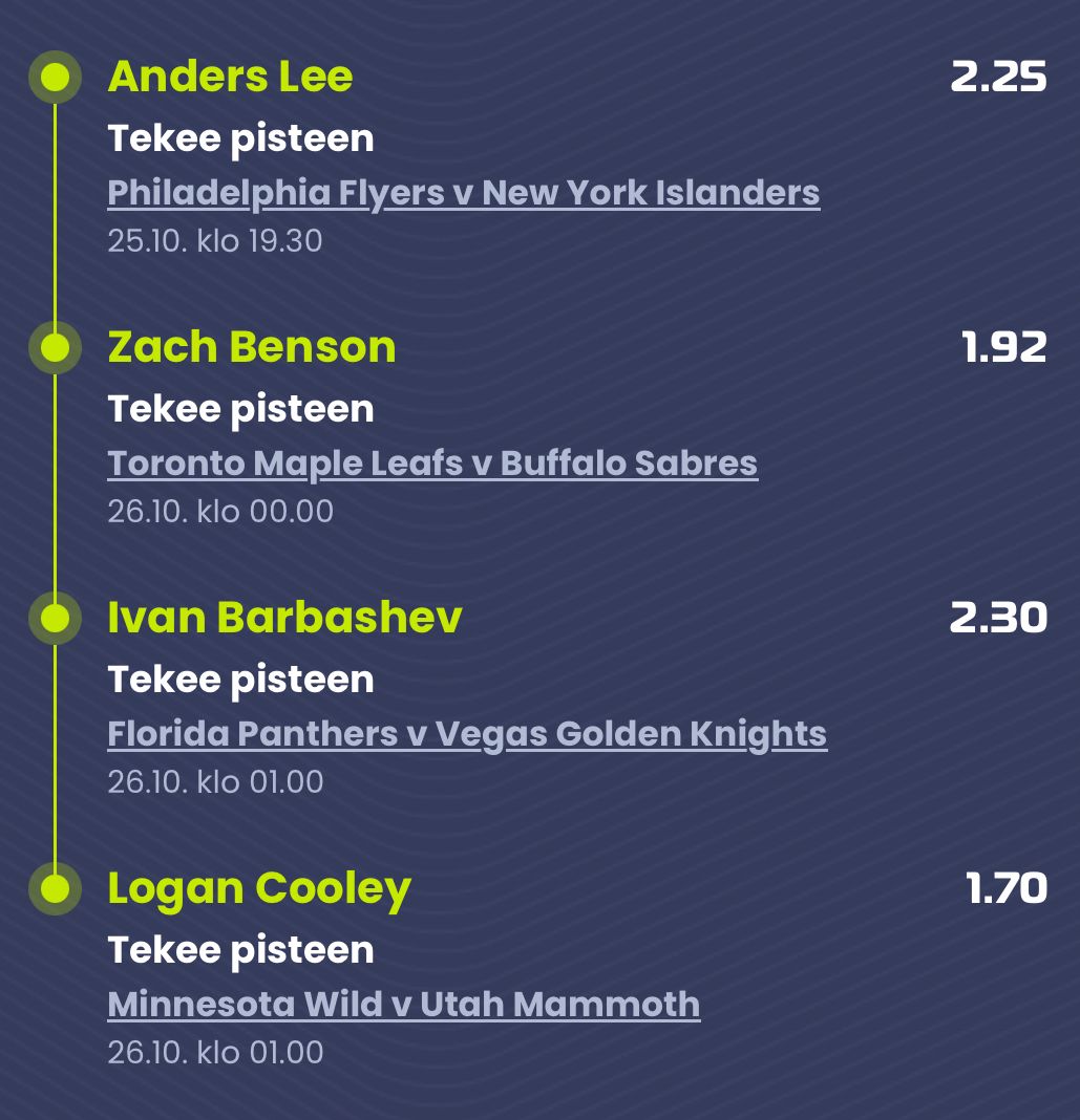 Vihis' Daily betting coupon (26-10-2025)