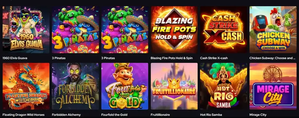 Katsubet Casino pokies including 3 Pinatas, Blazing Fire Pots and Cash Strike