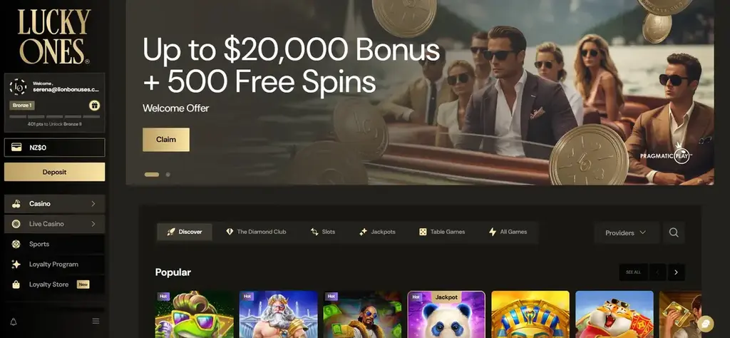Lucky Ones Casino Home Page